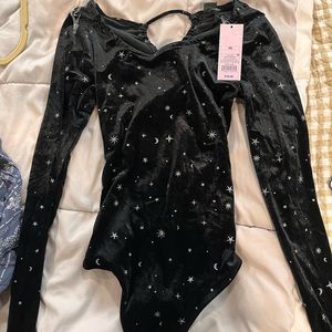 Velvet thong body suit star and moon